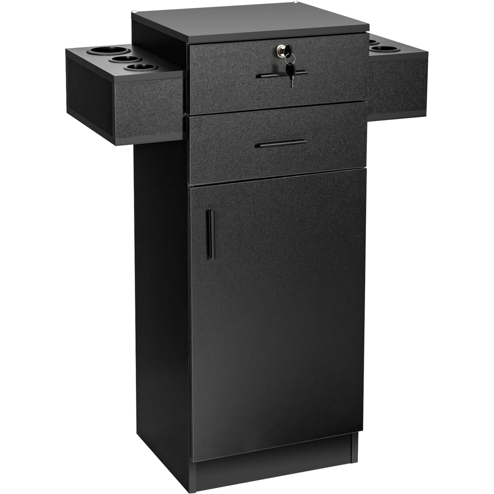 Costway 2 Drawer 6 Hair Dryer Holder Black Locking Salon Storage Cabinet Image 2
