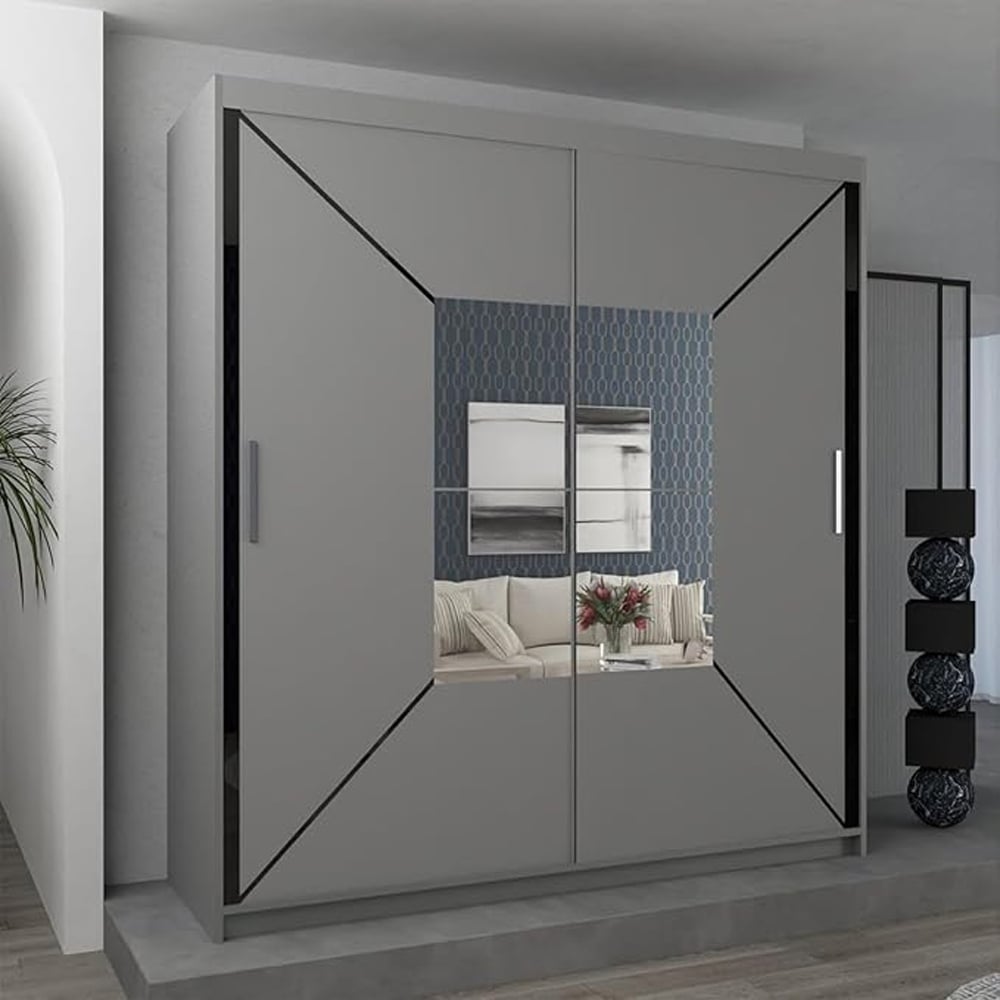 Sliding Wardrobes 4U Nicole 2 Door Grey Mirror Wardrobe Image 3