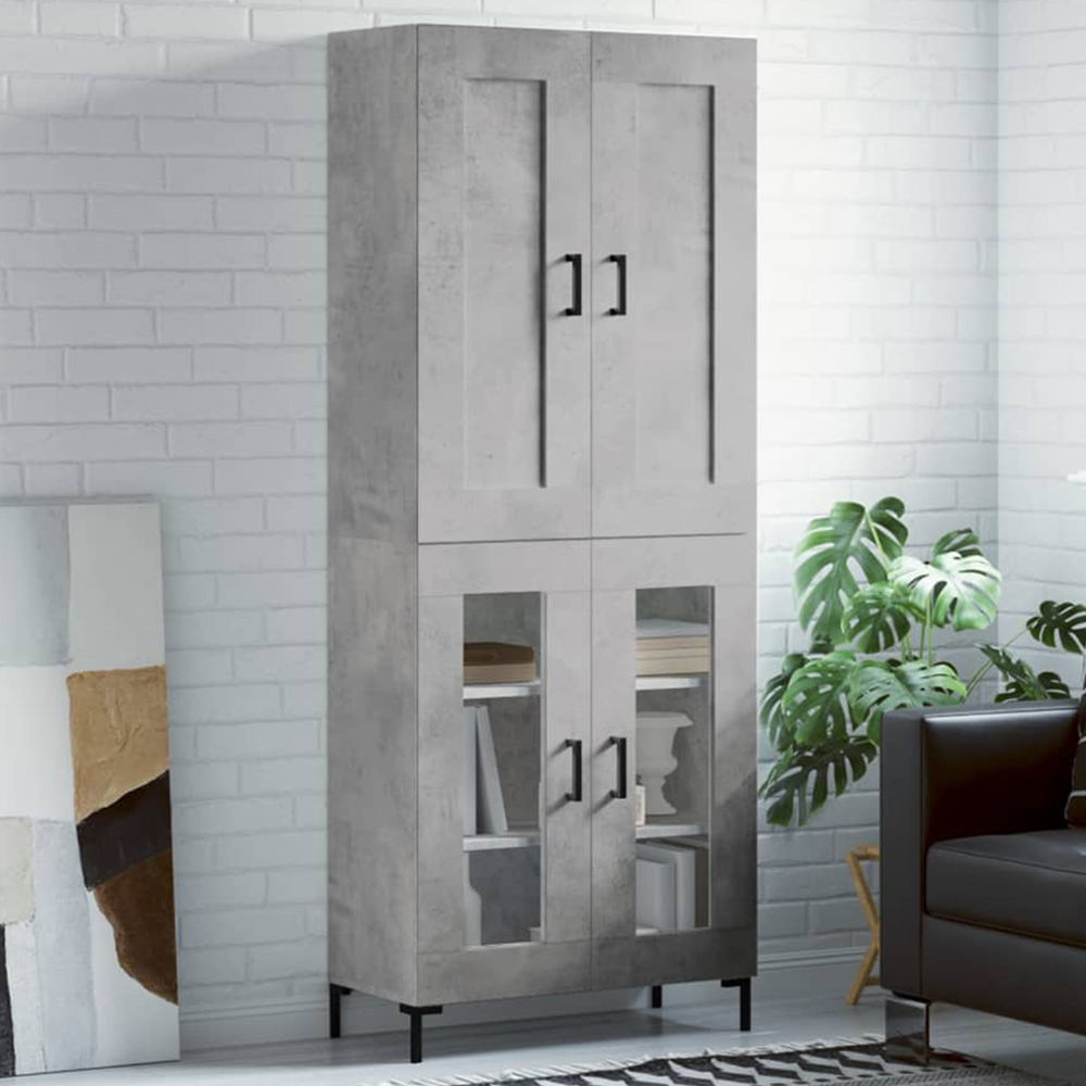 vidaXL 3 Door 3 Drawer Grey Highboard Image 1