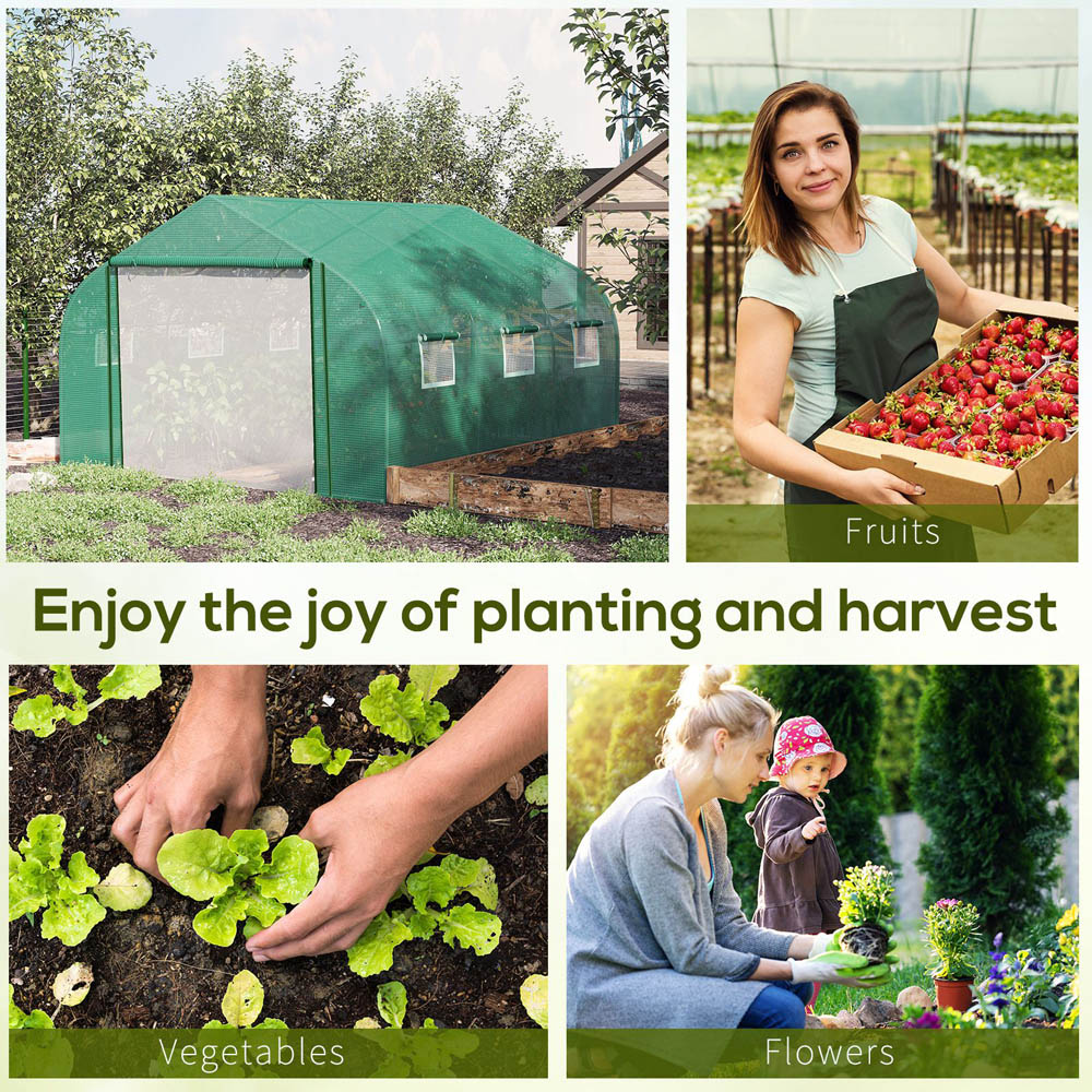 Outsunny Green 11.5 x 10ft Walk In Polytunnel Greenhouse Image 7