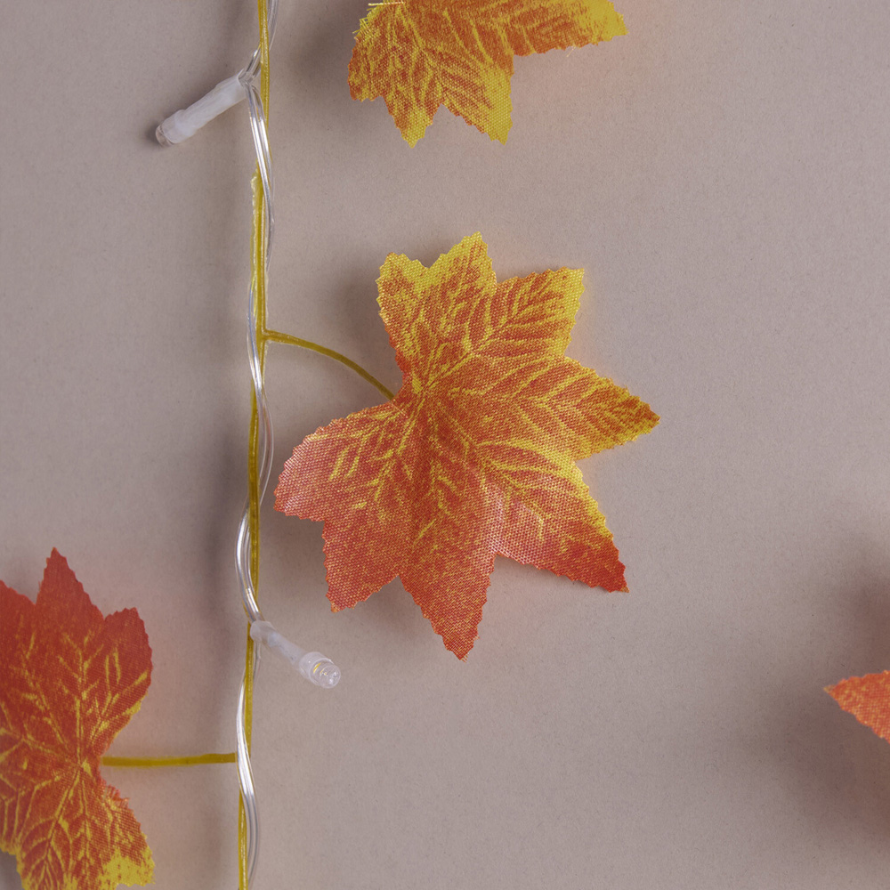 90 LED Maple Leaves Curtain Light Orange Image 5