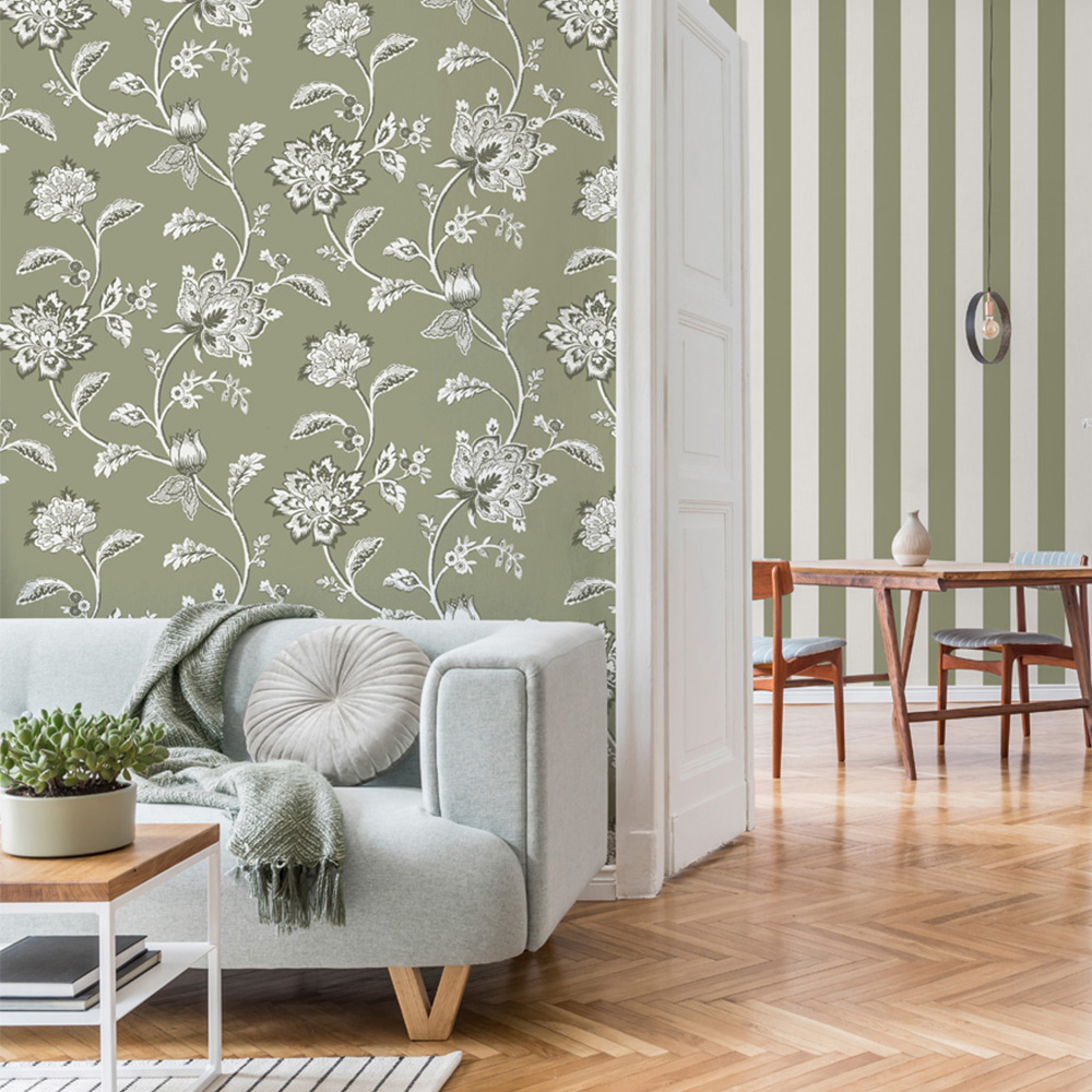 Fine Decor Juliette Floral Sage Wallpaper Image 4