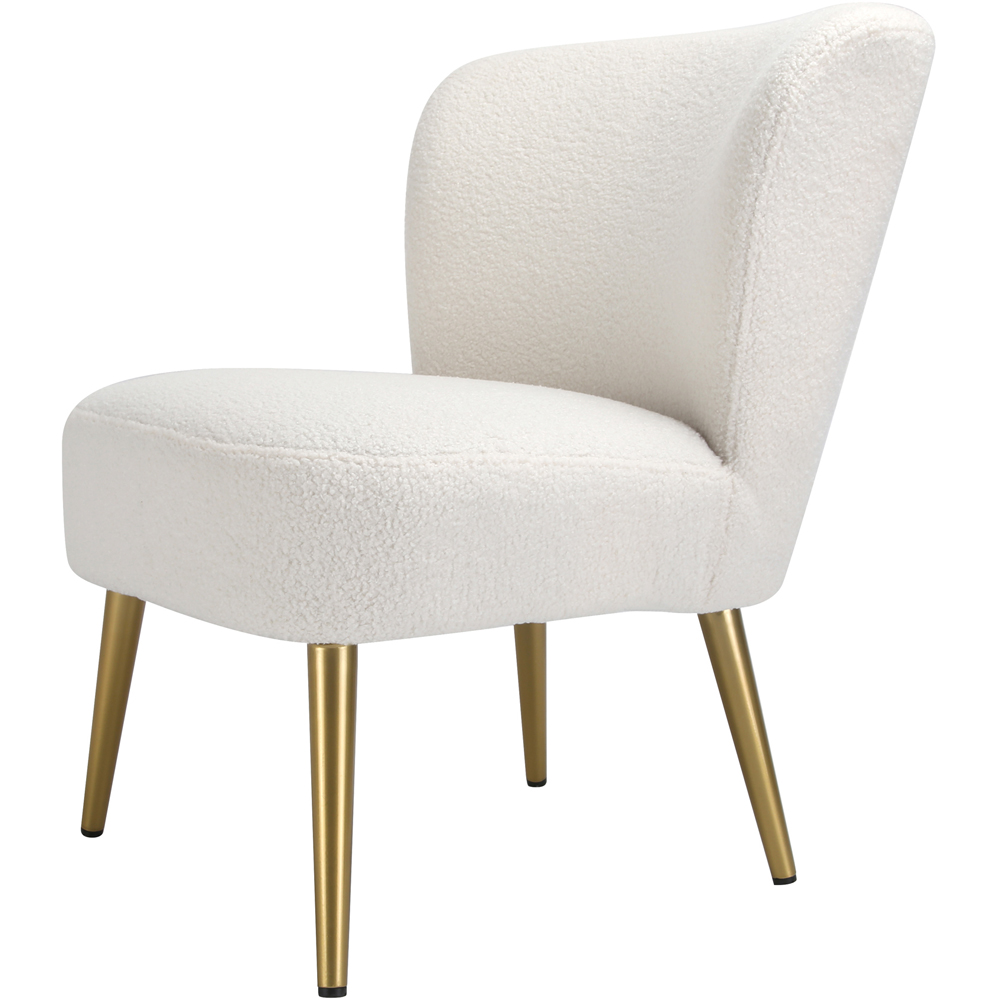 Shaun Cream Boucle Accent Chair with Golden Legs Image 2