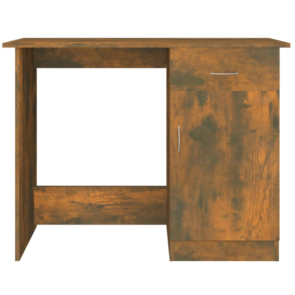 vidaXL Single Door Single Drawer Computer Desk Smoked Oak Image 5