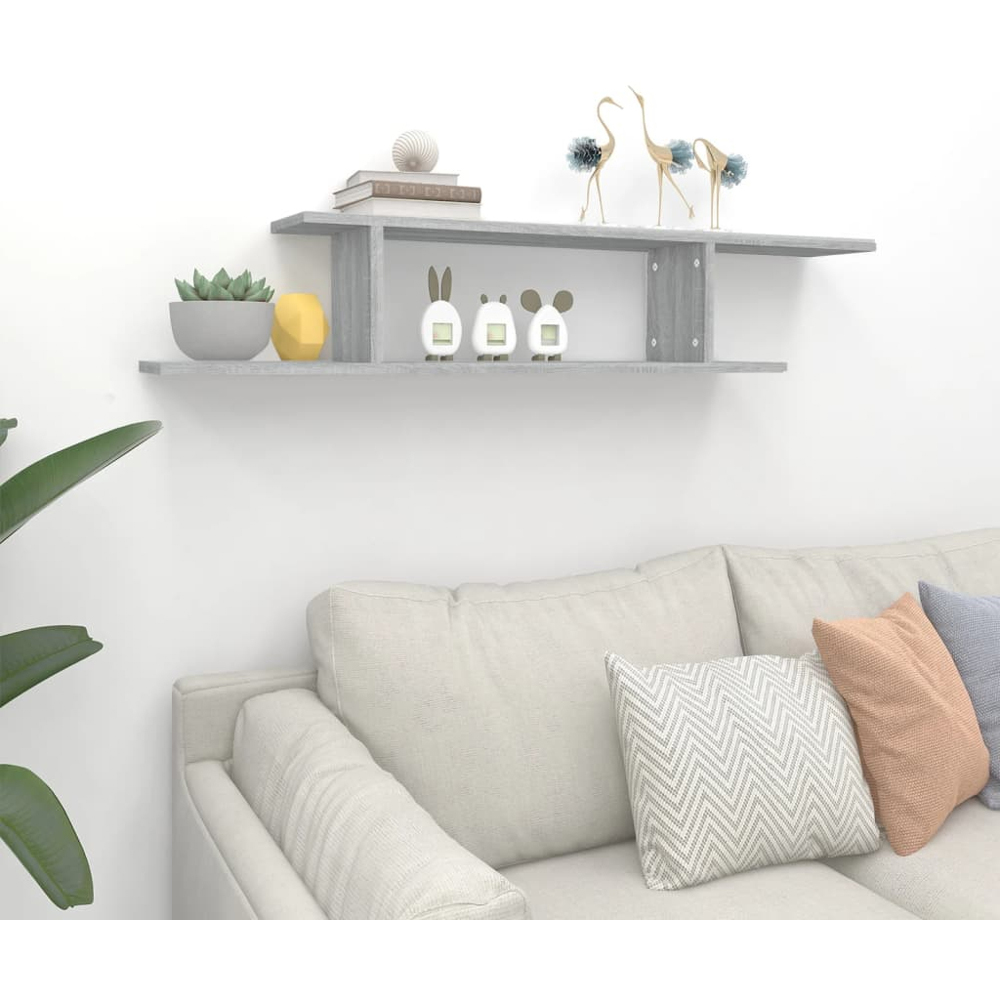 vidaXL Grey Sonoma Wall Mounted TV Shelf Image 2