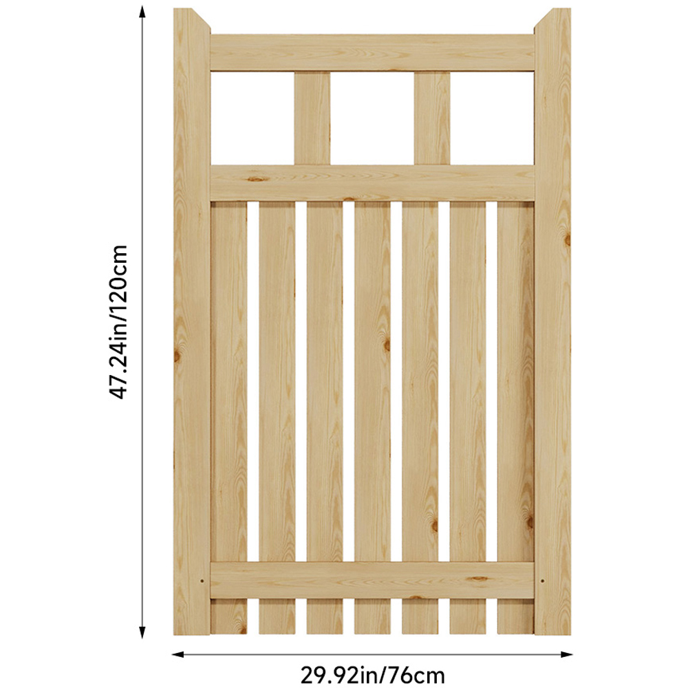 Outdoor Minimalist Nature Wooden Straight-Corner Garden Fence Door, 120 x 76 x 2.5cm Image 8