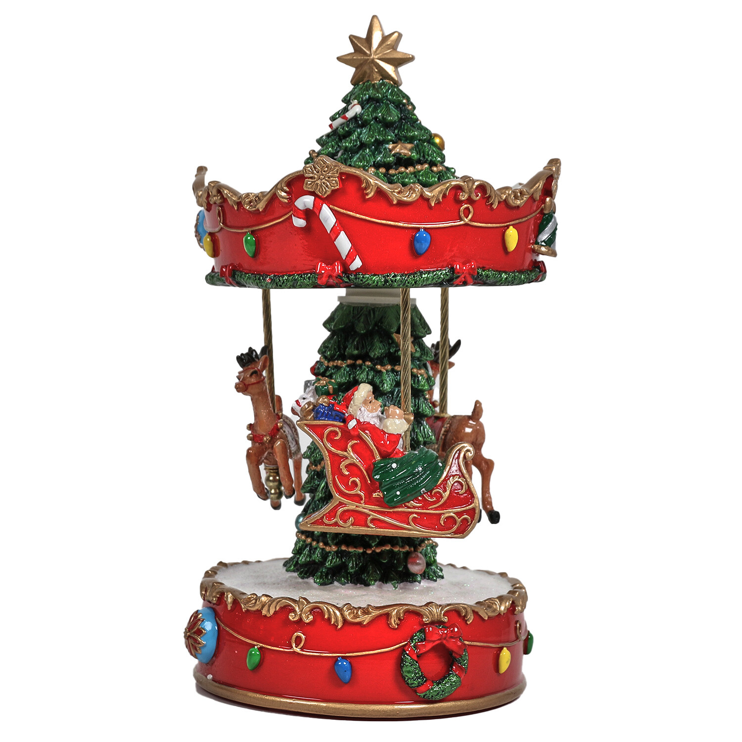 Traditional Musical Santa Carousel Decoration Image 2