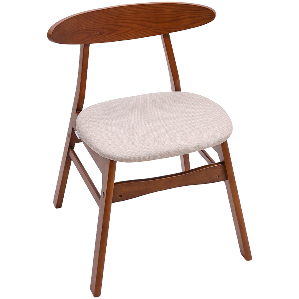 Living and Home Set of 2 Beige Linen Curved Backrest Dining Chair Image 2
