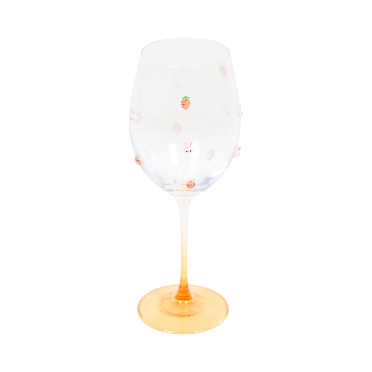 Carrots and Bunnies Easter Wine Glass Orange Image 4
