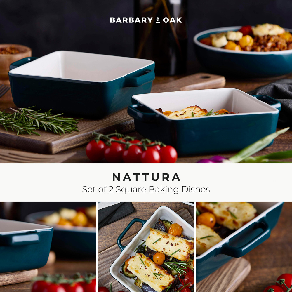 Barbary & Oak Nattura 20.5cm Set of 2 Agave Stoneware Square Baking Dish Image 2