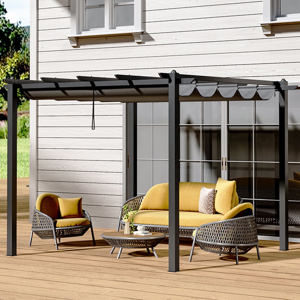Living and Home Aluminium Patio Deck Pergola with Canopy 3 x 3m Image 1