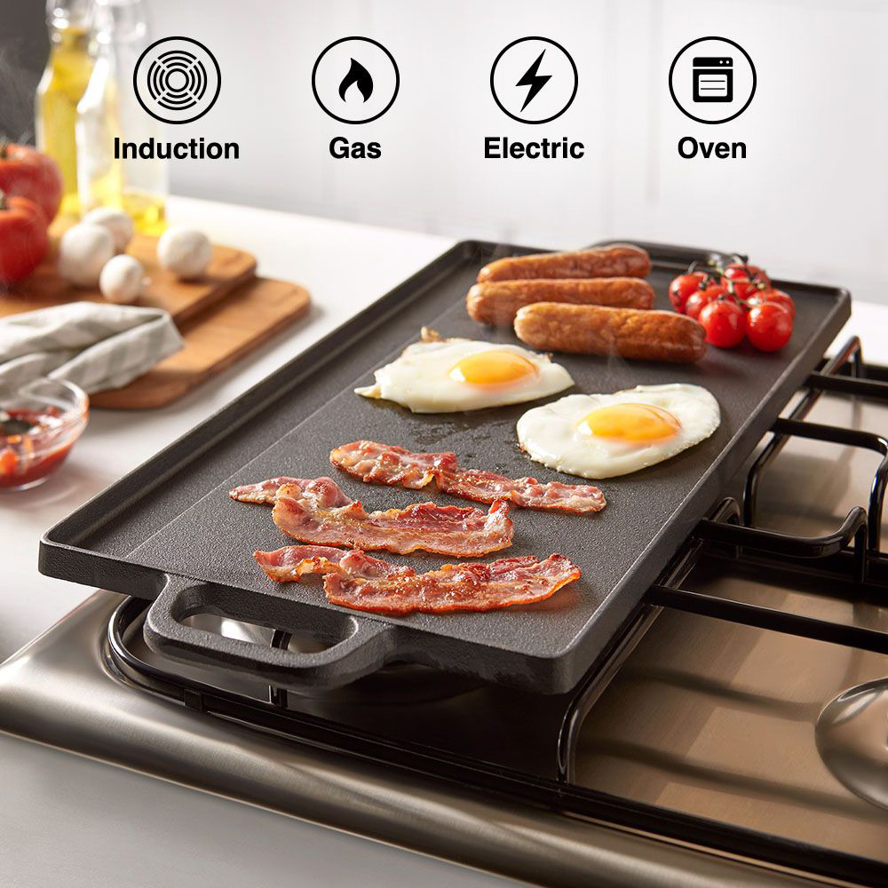 VonHaus VonShef Cast Iron Griddle 37cm Image 2