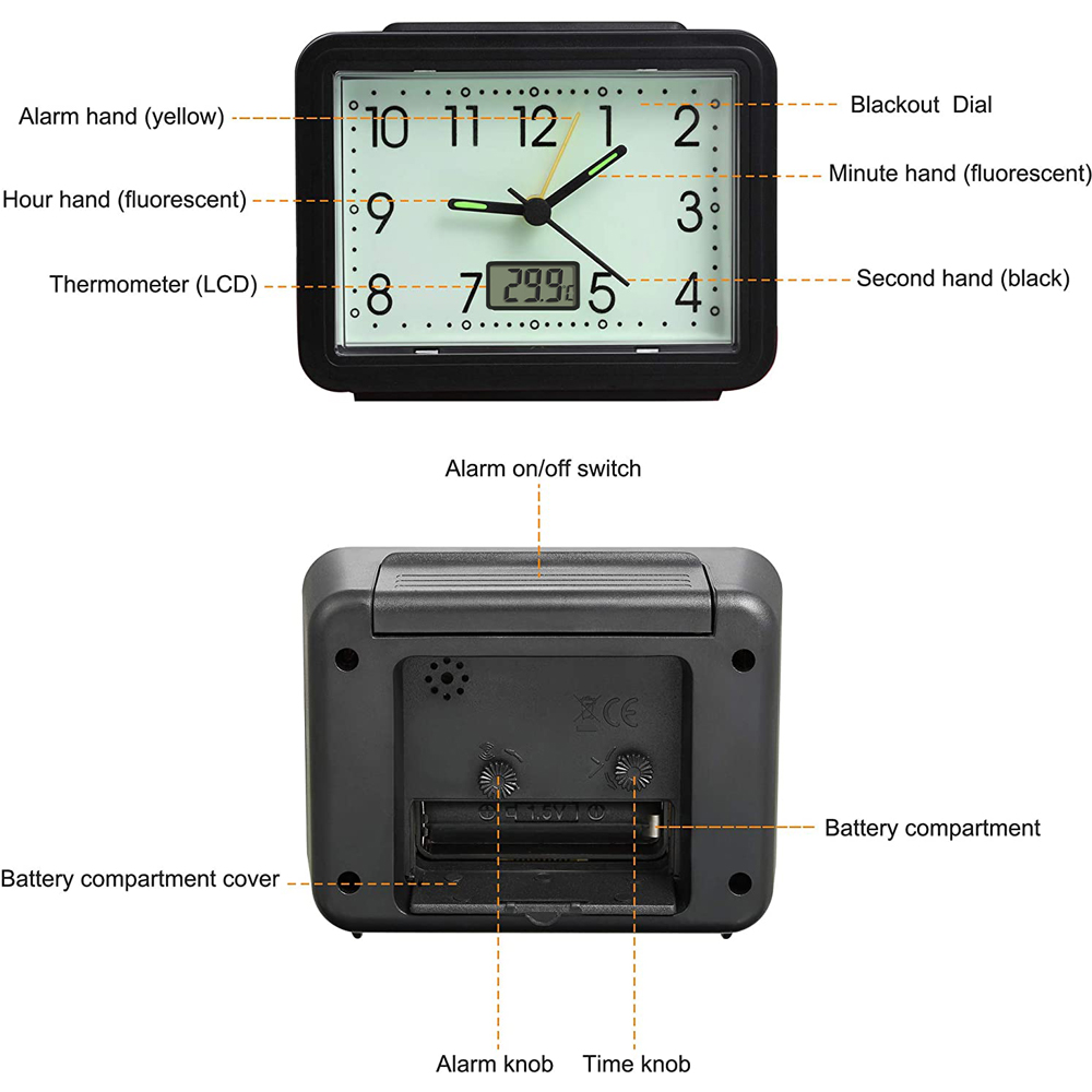 Avilo Glow in the Dark Alarm Clock with Temperature Display 2 Pack Image 7