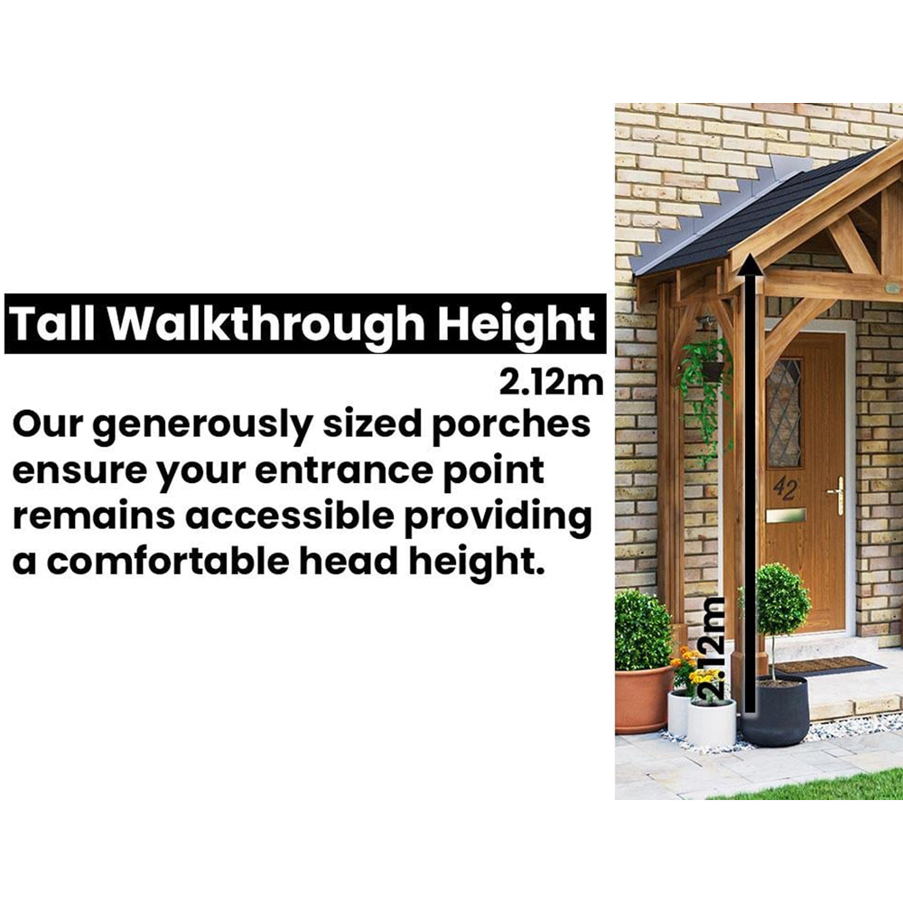 Dunster House Thunderdam 2 x 1.5m Brown Full-Height Porch Canopy with Black Shingle and 4 Posts Image 9