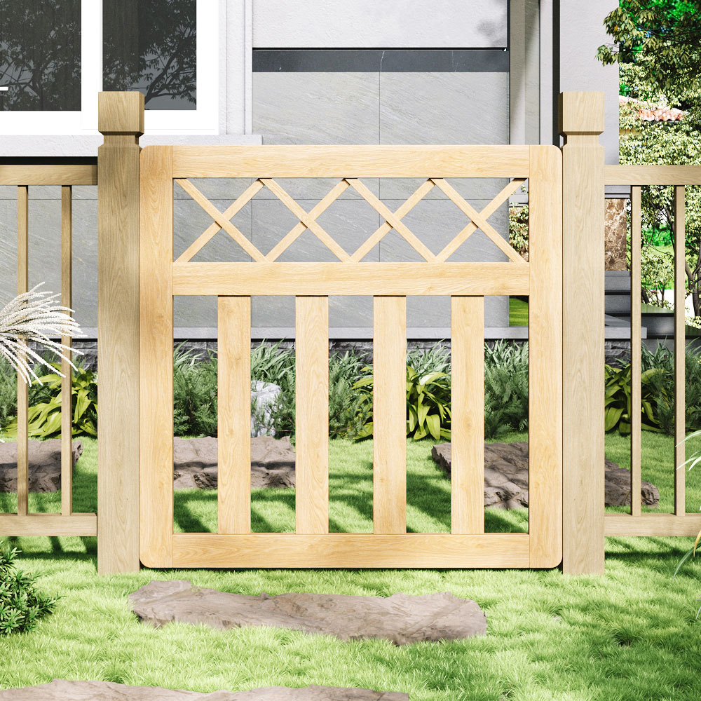 Outdoor Cross Top Wooden Nature Garden Fence Door, 90 x 90 x 2.5cm Image 7