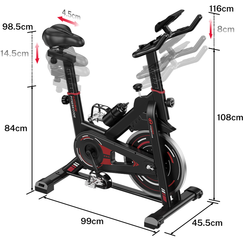 Rattrix D1 Black Stationary Exercise Bike with 10kg Flywheel Image 7