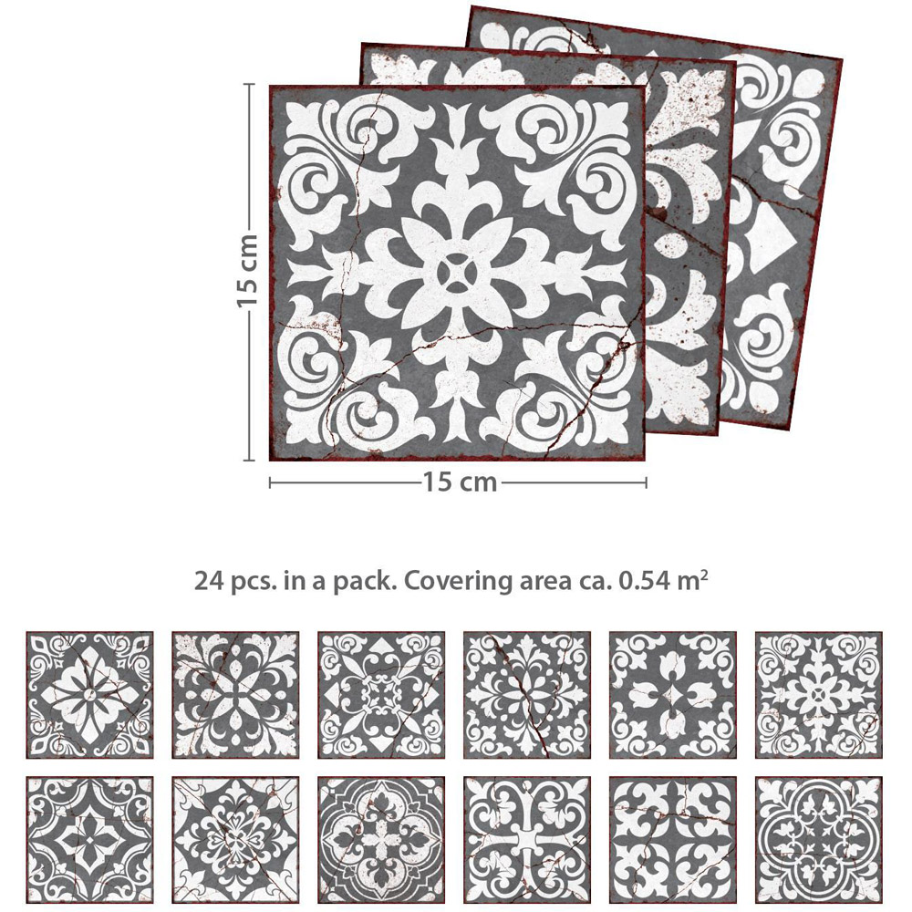 Walplus Vintage Cracked Design Medieval Tile Sticker 24 Pack Image 6