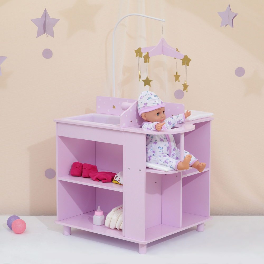 Teamson Kids Olivia's Little World Twinkle Stars Princess Baby Doll Changing Station with Storage Image 2