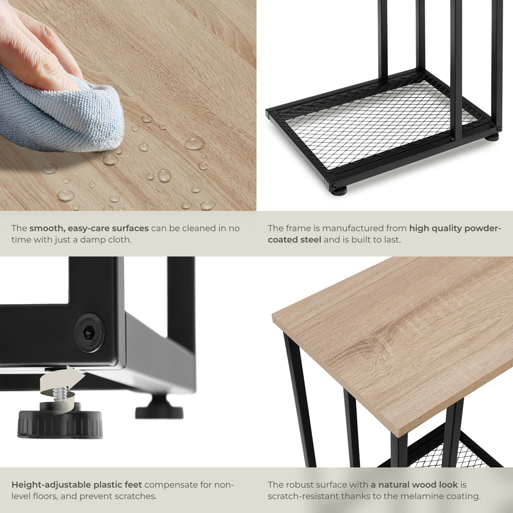 tectake Eton 2 Shelf Light Sonoma Oak Bedside Table Image 5