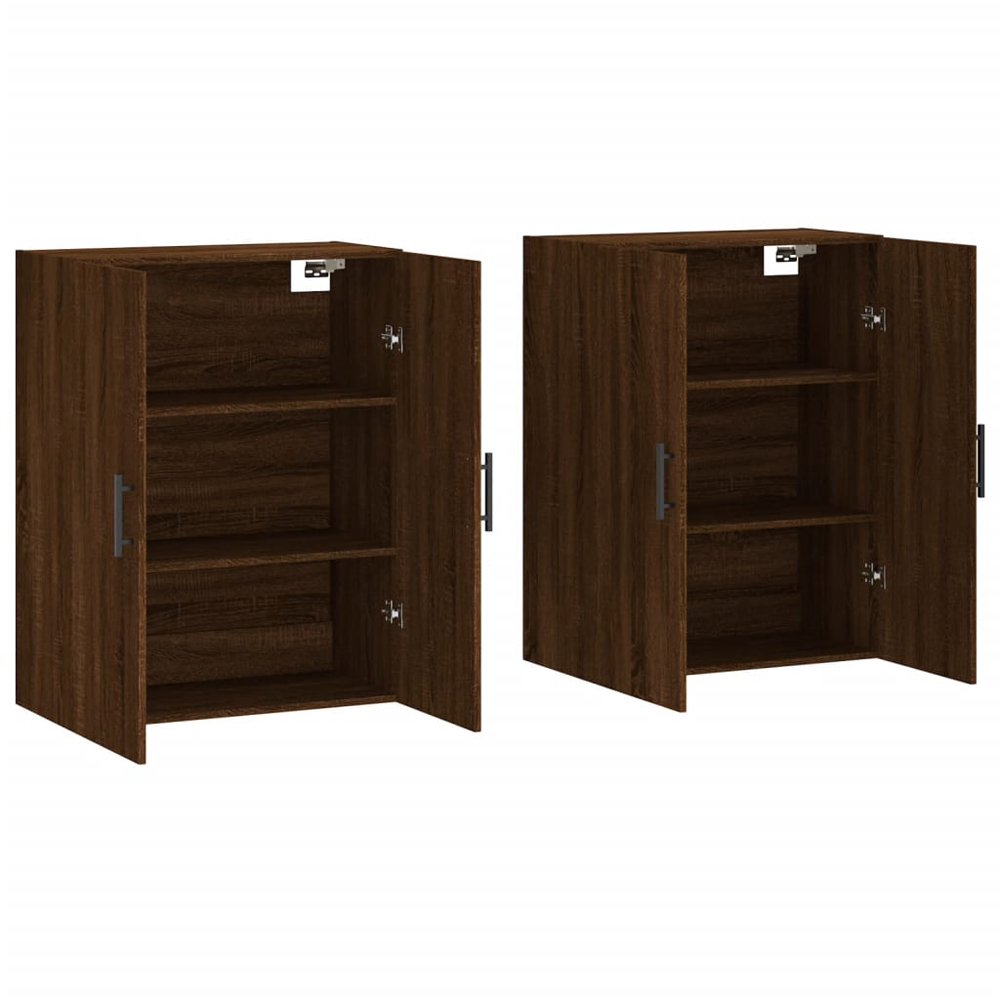 vidaXL 2 Door Brown Oak Wall Mounted Storage Cabinets 2 Pack Image 4