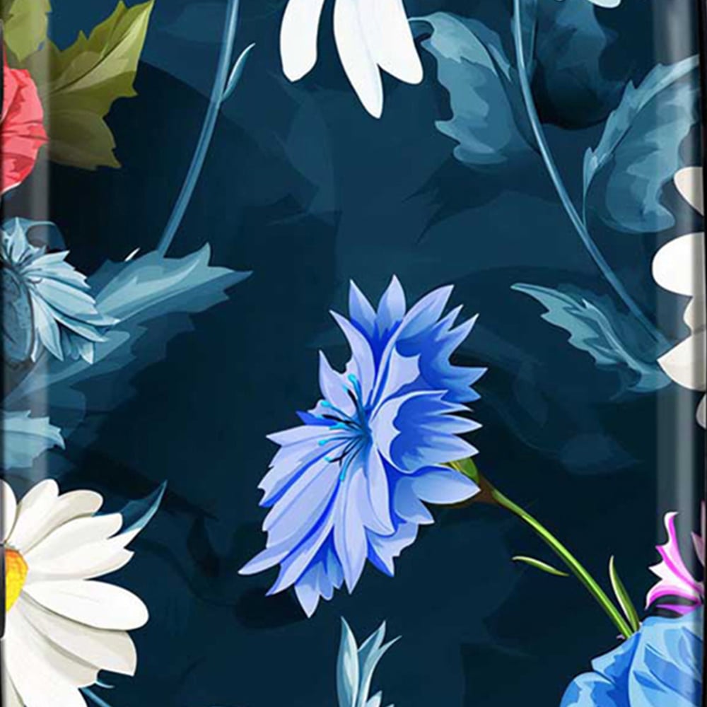Warren Reed Designer Medium Poppy Flowers with Chamomile Leaves Cornflowers On Dark Blue Suitcase Image 3