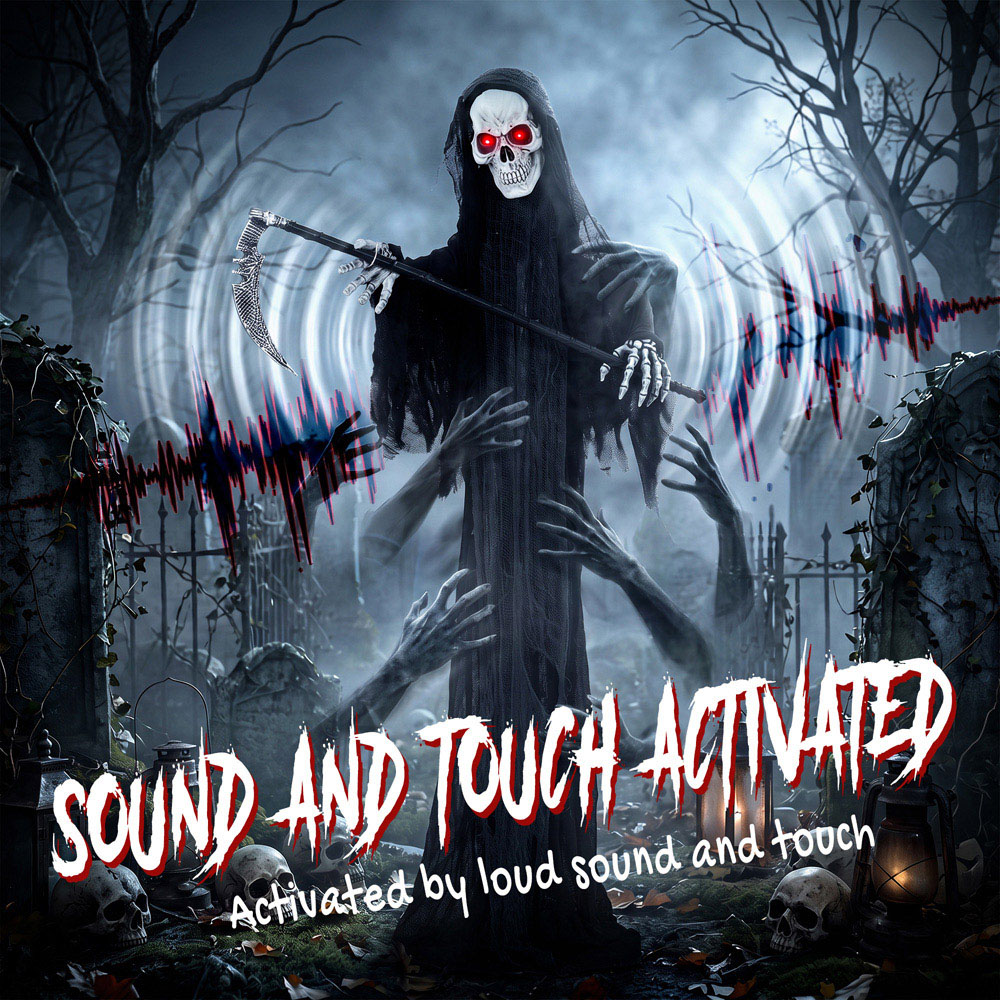 HOMCOM Light Up Life-Size Animated Grim Reaper Halloween Decoration 6ft Image 5