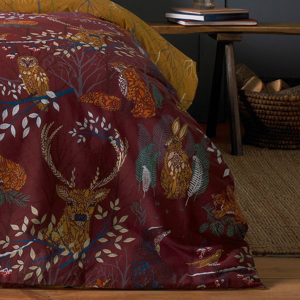 furn. Forest Fauna King Size Rust Duvet Set Image 2