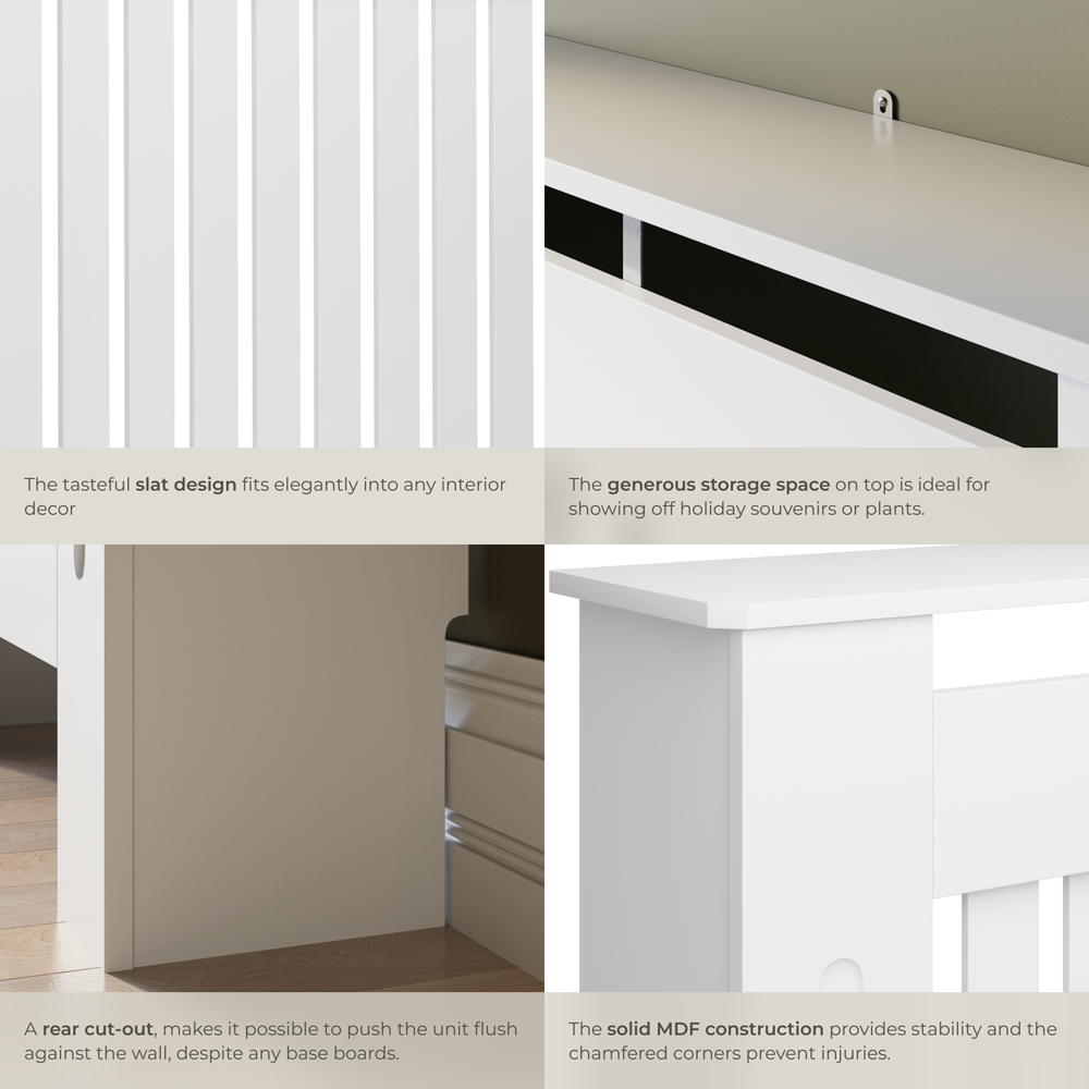 tectake Vila Louvre Style White Radiator Cover 172 x 82 x 19cm Image 4