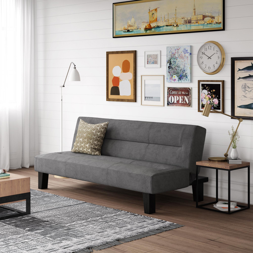 Dorel Kebo 3 Seater Grey Velvet Futon Sofa Bed Image 8