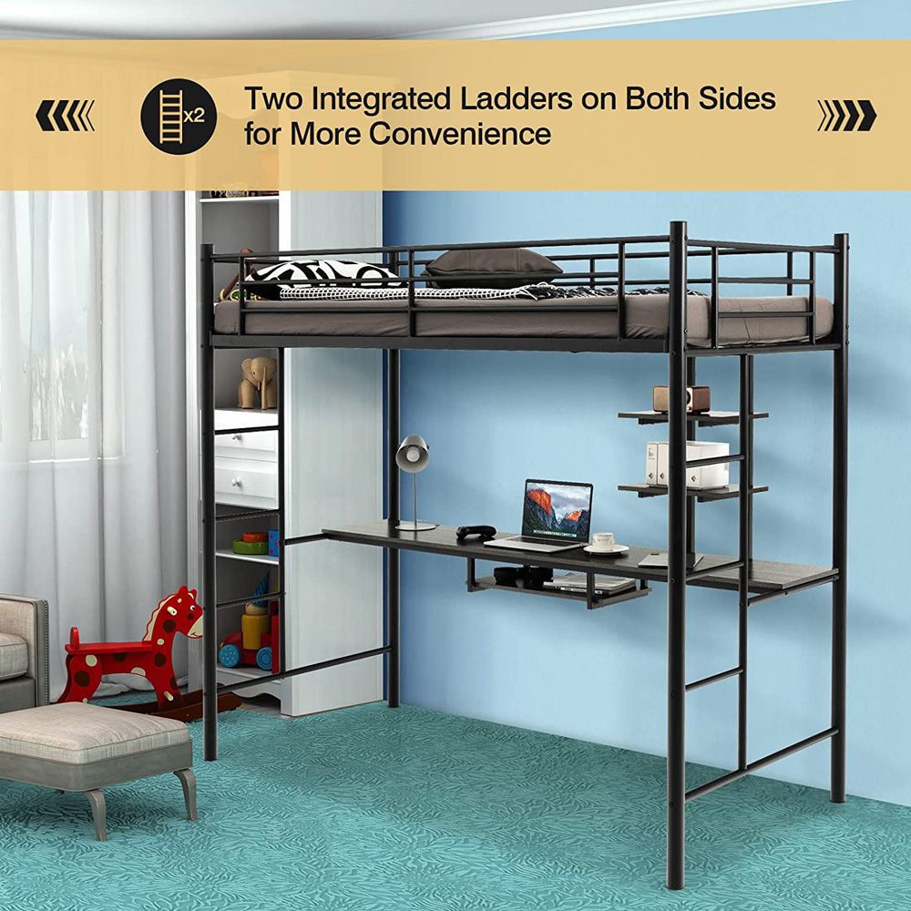 Costway Single Black High Sleeper Image 4