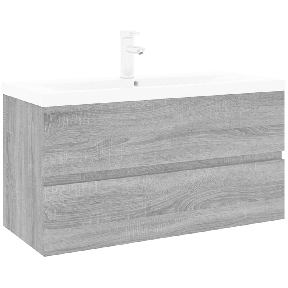 vidaXL 2 Drawer Grey Sonoma Bathroom Sink Cabinet with Built in Basin Image 2