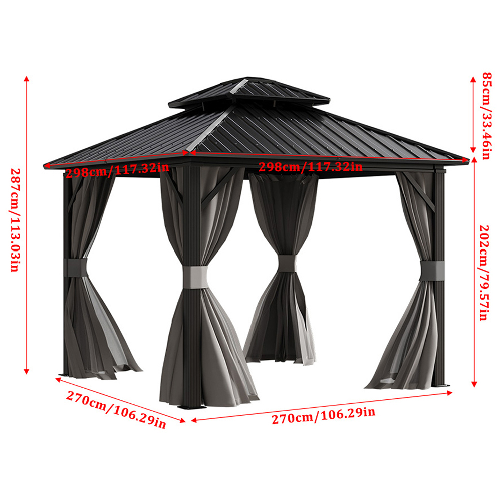 Living and Home Hardtop Patio Gazebo 9 x 9ft Image 9