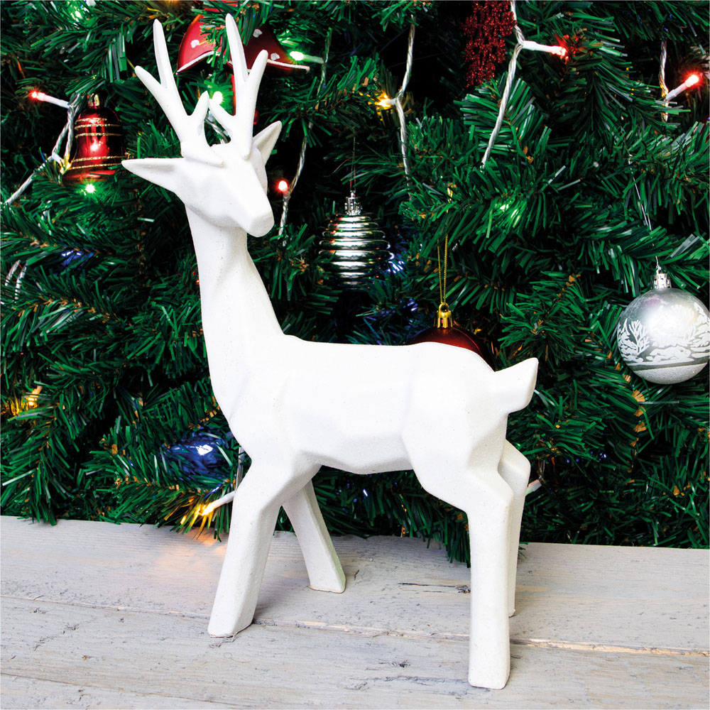 St Helens White Glitter Polyresin Dear Christmas Decoration Image 6