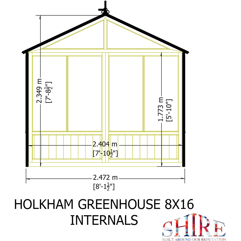 Shire Holkham Wooden 8 x 16ft Apex Greenhouse Image 8