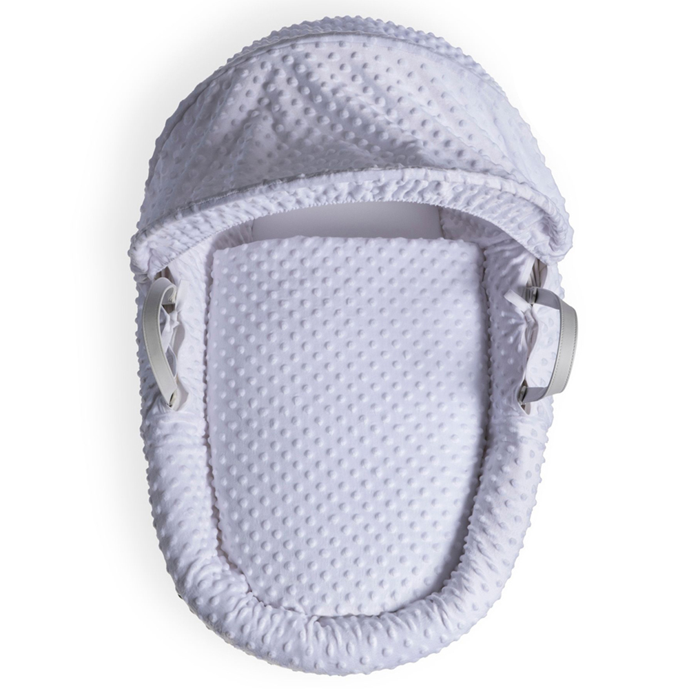 Clair De Lune White Dimple Grey Wicker Moses Basket with Rocking Stand Image 4
