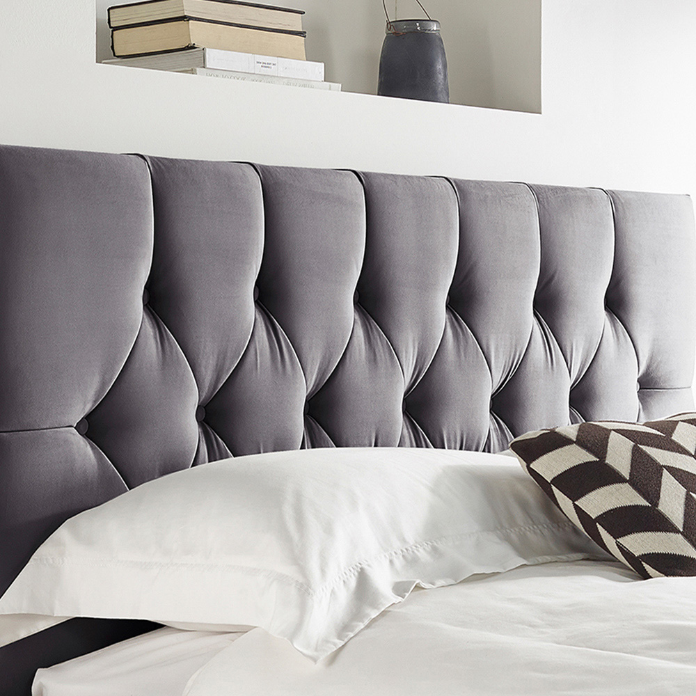 Aspire Furniture Catherine Lansfield Boutique Single Steel Brushed Velvet Headboard Image 1