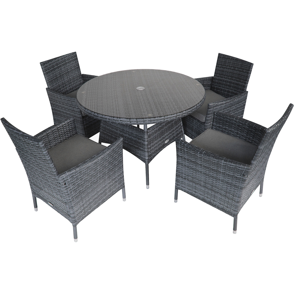Charles Bentley Rattan 4 Seater Dining Set Grey Image 2