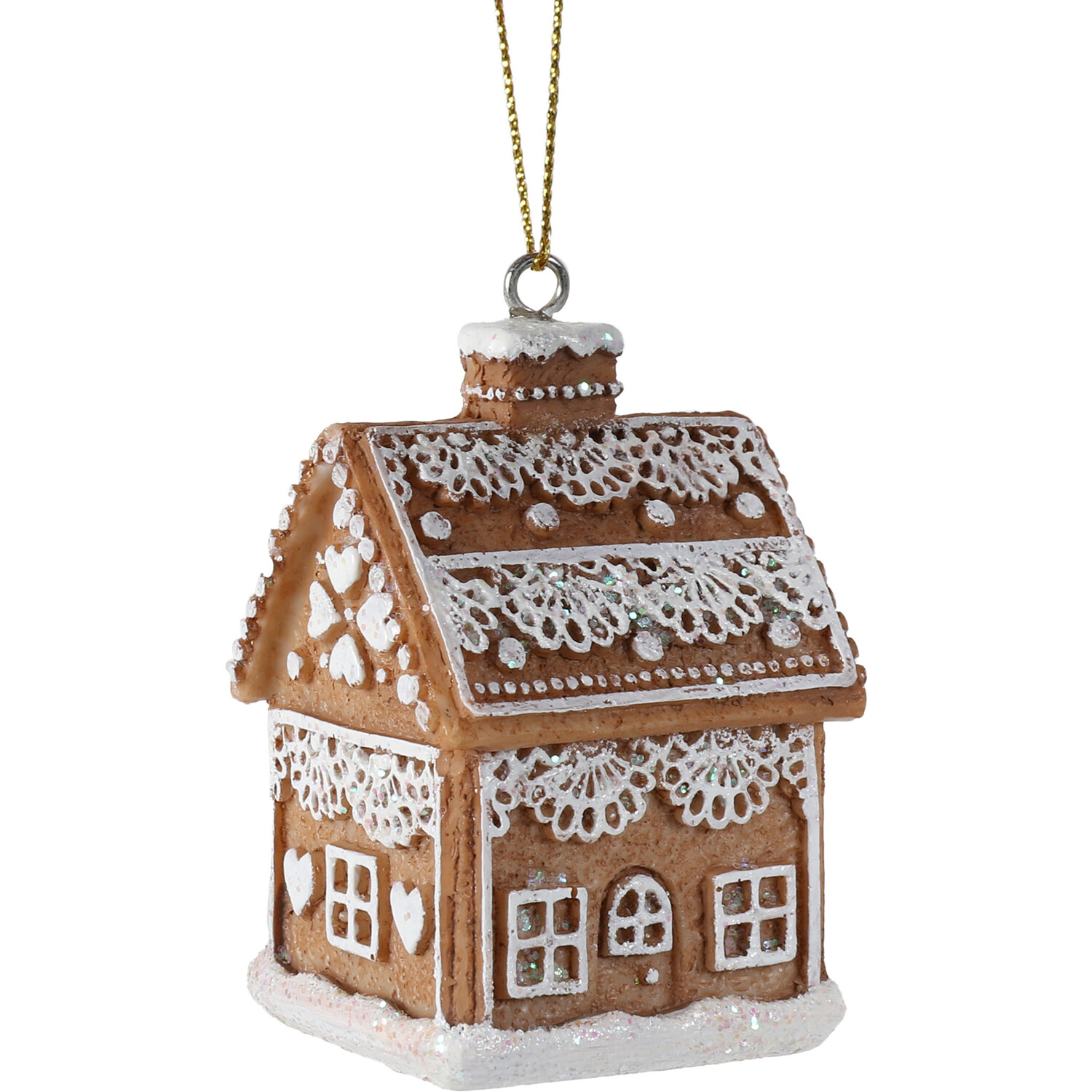 White Frosted House Hanging Decoration Image 1