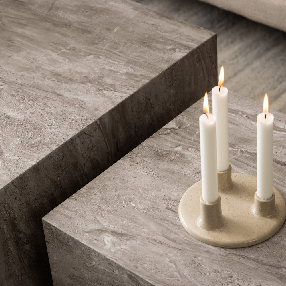 Florence Dice Grey Marble Coffee Table Set of 2 Image 4