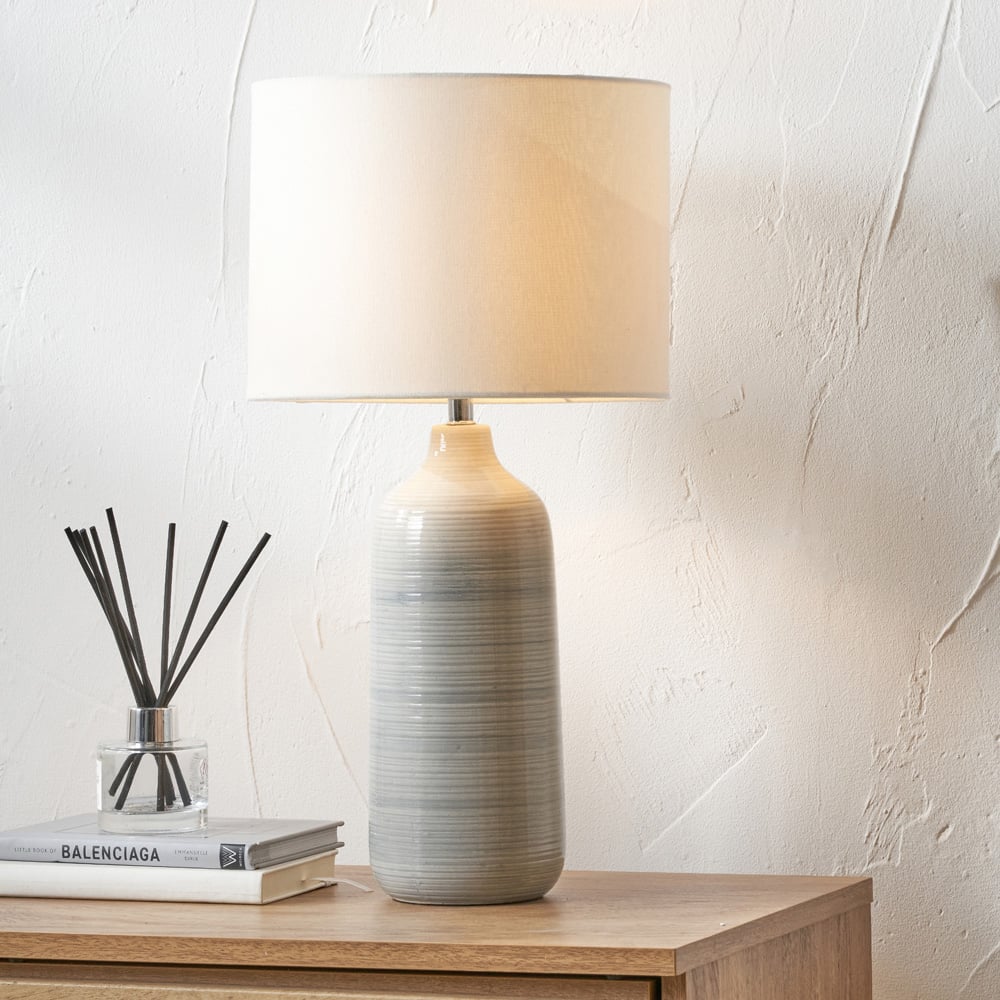 Pacific Lifestyle Venus Blue and Grey Ombre Ceramic Table Lamp Image 2