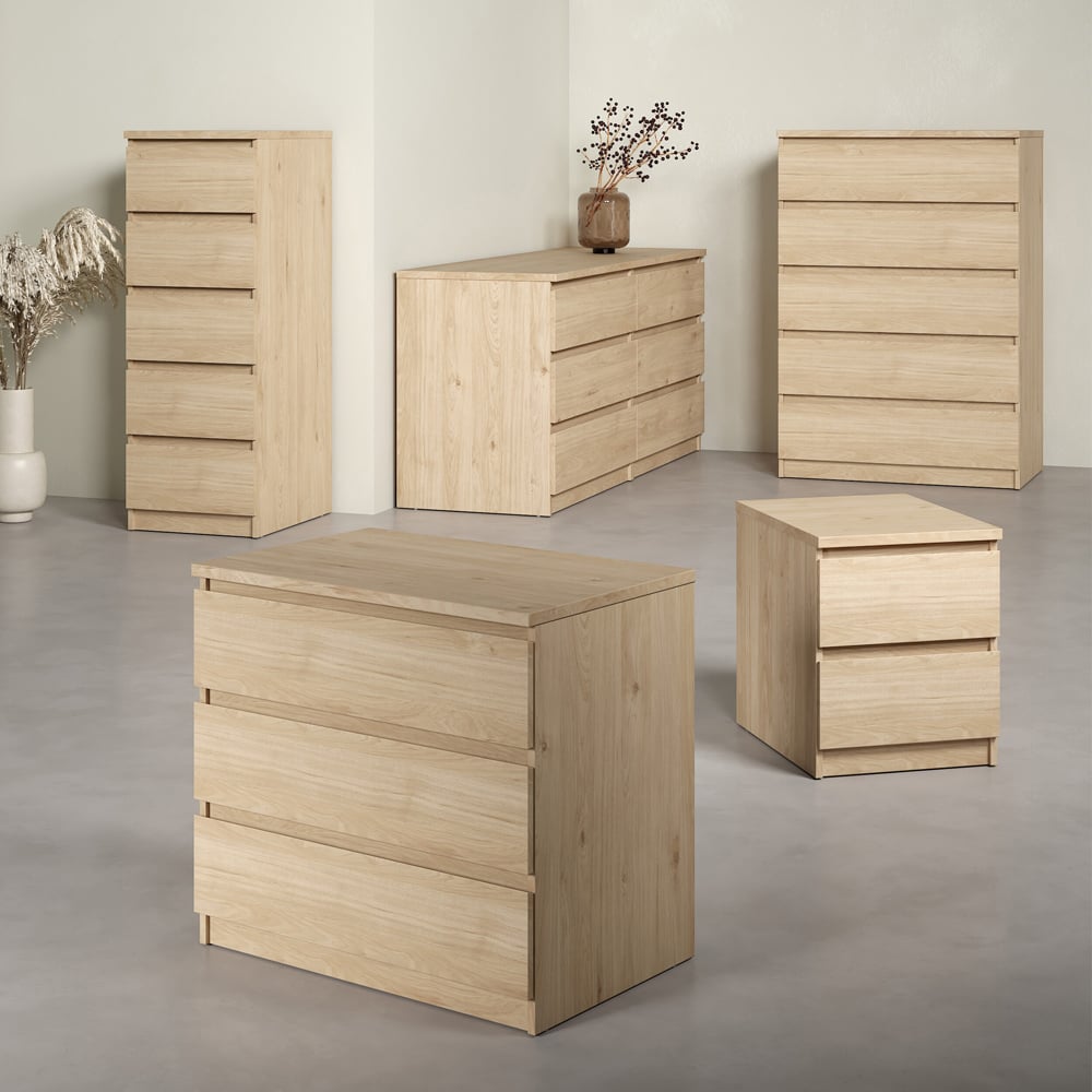 Florence 6 Drawer Jackson Hickory Oak Wide Chest of Drawers Image 6