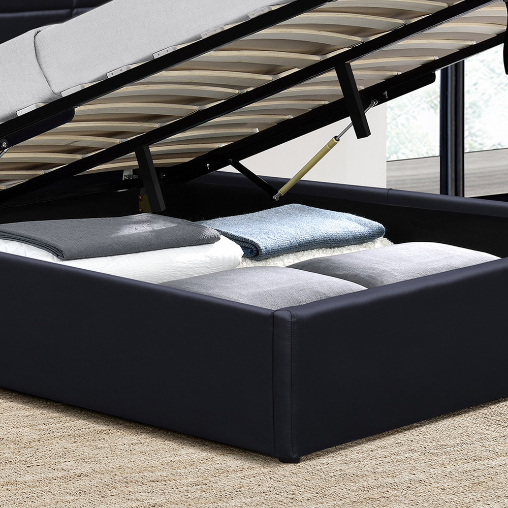 Brooklyn Double Black Faux Leather Ottoman Storage Bed Image 3