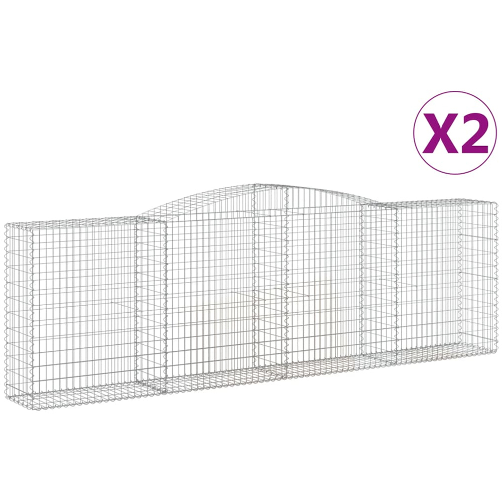vidaXL Silver Galvanised Iron Gabion Basket 400 x 50 x 120/140cm 2 Pack Image 4
