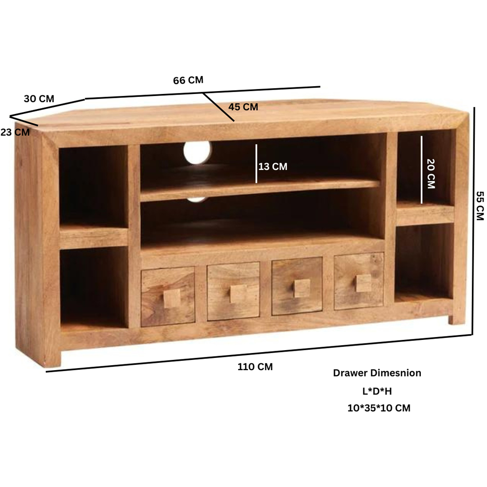 Brooklyn Napoli Toko 4 Drawer 6 Shelf Light Mango Corner TV Unit Image 6