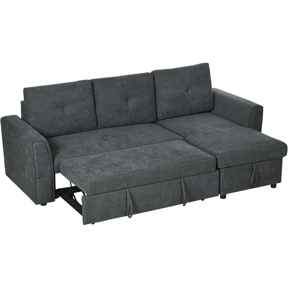 Portland 3 Seater Dark Grey Convertible Sofa Bed Image 3