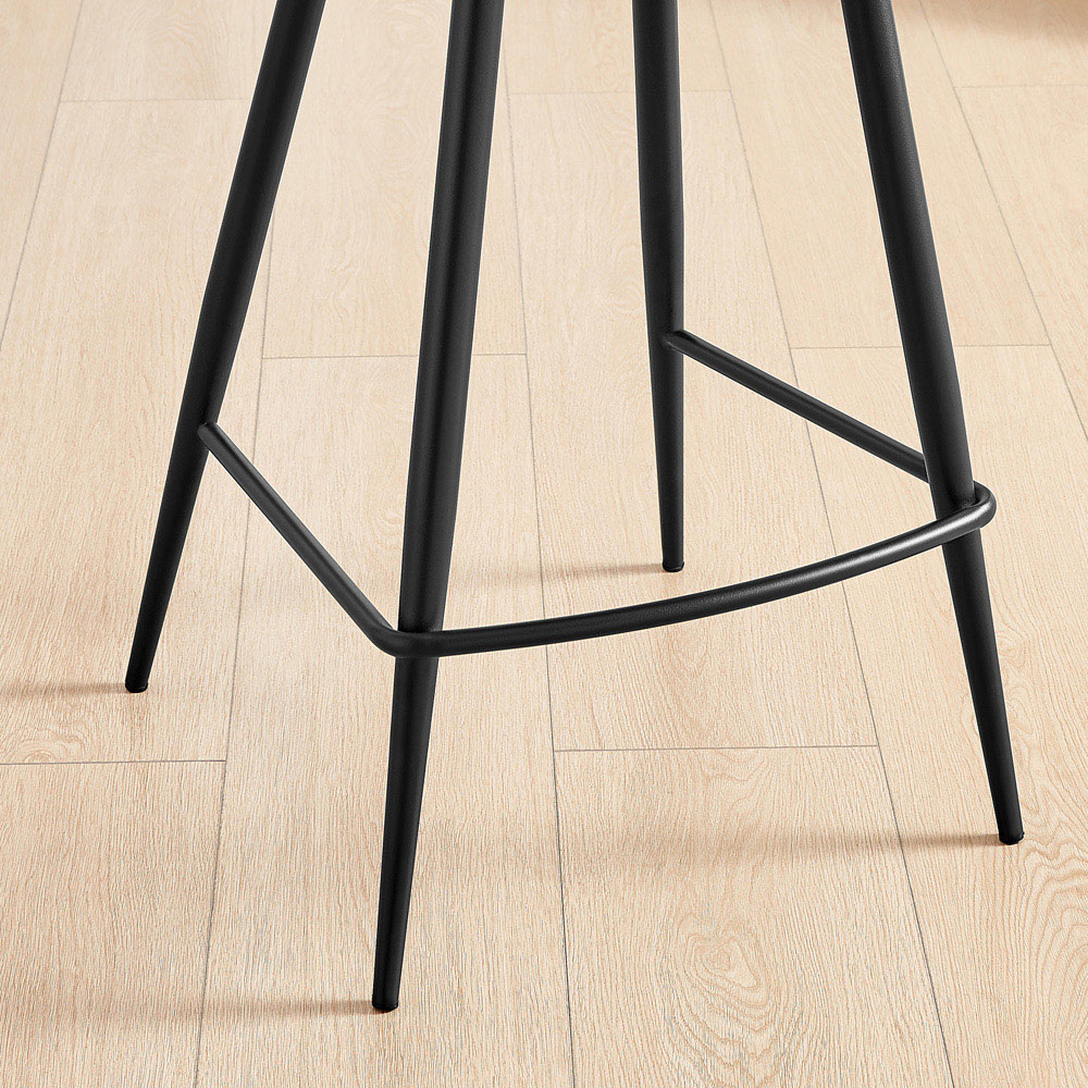 Furniturebox Boston Cream and Black Boucle Fabric Bar Stool Set of 2 Image 4