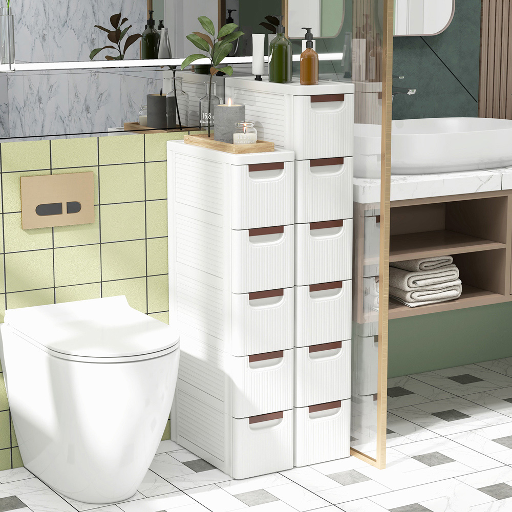 Costway 5 Drawer White Narrow Storage Cabinet Image 4