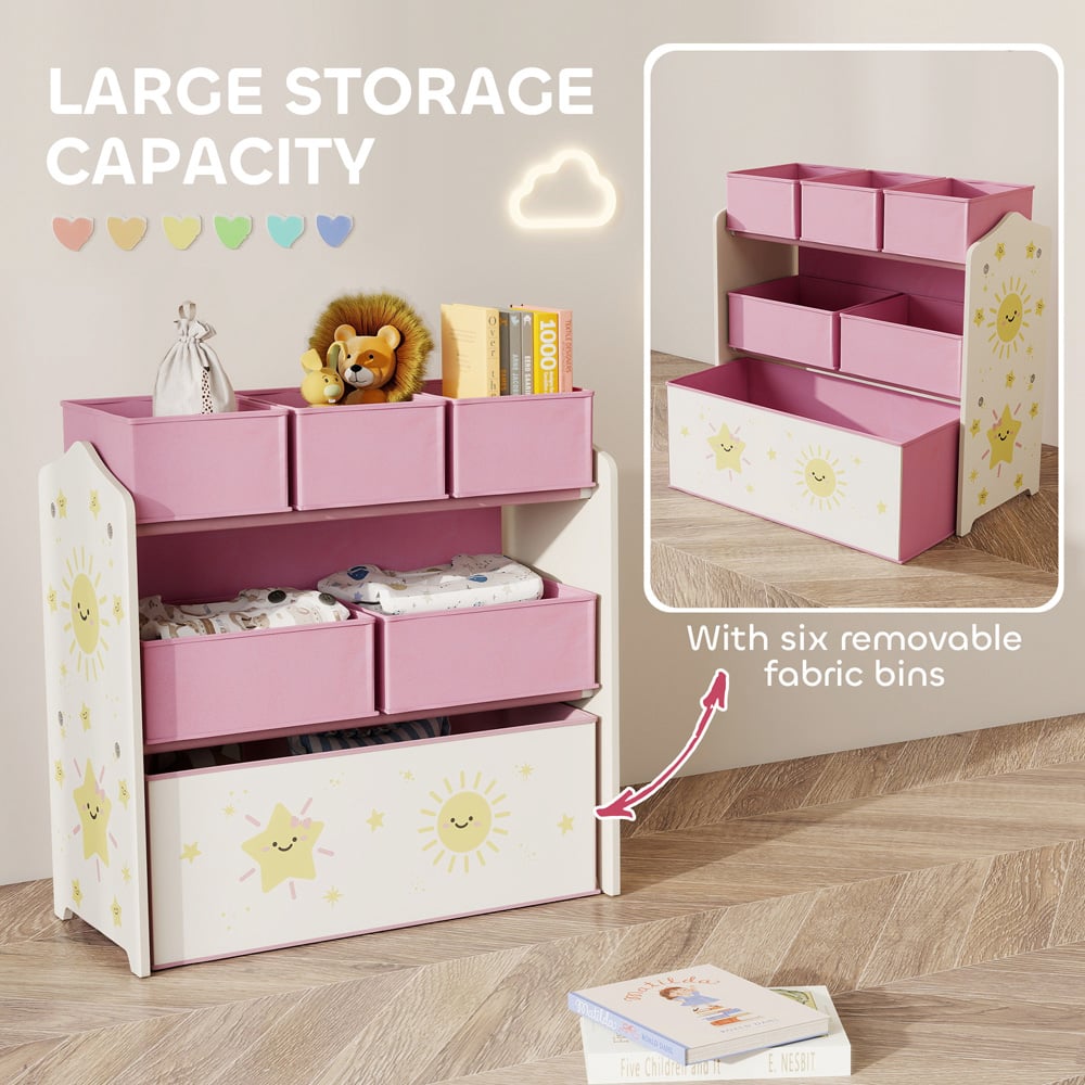 AIYAPLAY 3 Tier Pink Kids Storage Shelf Image 8