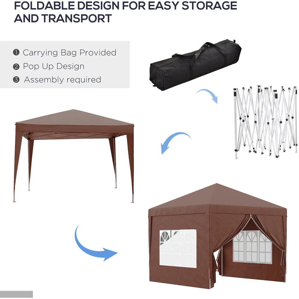 Outsunny 3 x 3m Coffee Party Canopy Tent with Carry Bag Image 6