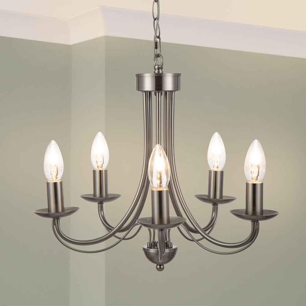 Cosylyte Elmore 5 Light Brushed Nickel Metal Pendant Light Image 7